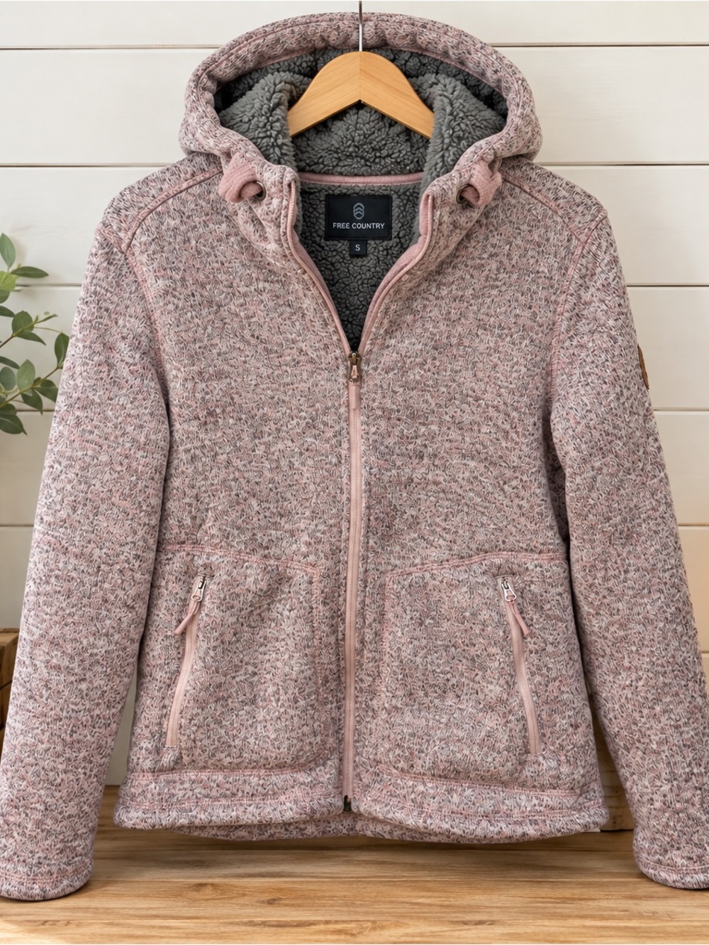 Free Country Mountain Women's Dusty Pink Fleece Hooded jacket - Size Small